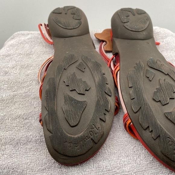 Romika Sandals Women's Size 39 USA 8.5 Leather Slip On Tan Burgundy Orange Pink - Picture 12 of 16